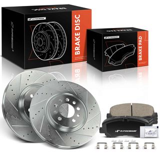 6 Pcs Front Drilled Rotors & Ceramic Brake Pads for Chrysler 200 Jeep