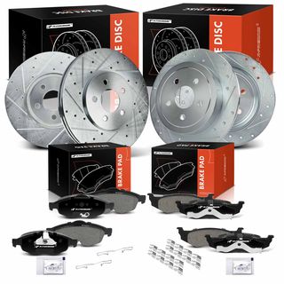 12 Pcs Front & Rear Drilled Brake Rotors & Ceramic Pads for Chrysler Sebring Dodge 01-06