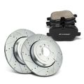 6 Pcs Rear Drilled Rotors & Ceramic Brake Pads for 2010 Land Rover Range Rover Sport