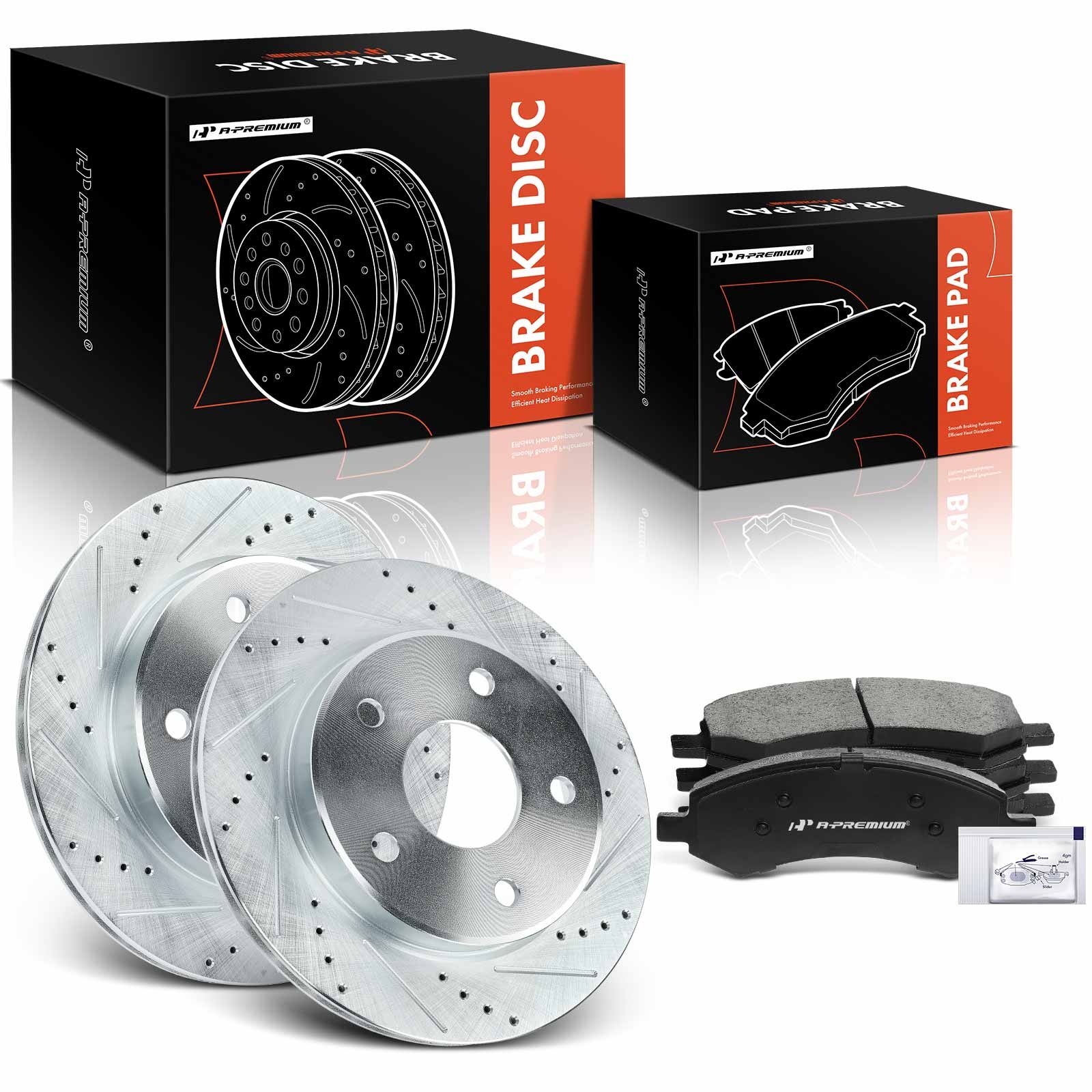 Front Drilled Rotors & Ceramic Brake Pads for 2005 Dodge Dakota