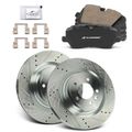 6 Pcs Rear Drilled Rotors & Ceramic Brake Pads for 2016 Land Rover Range Rover