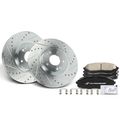 6 Pcs Front Drilled Rotors & Ceramic Brake Pads for 2020 Kia Sedona