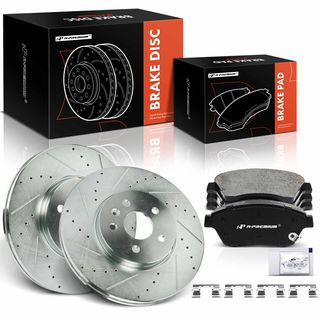 6 Pcs Front Drilled Rotors & Ceramic Brake Pads for Chevy Trax 2013-2017 Buick