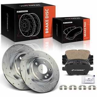 6 Pcs Rear Drilled Rotors & Ceramic Brake Pads for Mercedes-Benz