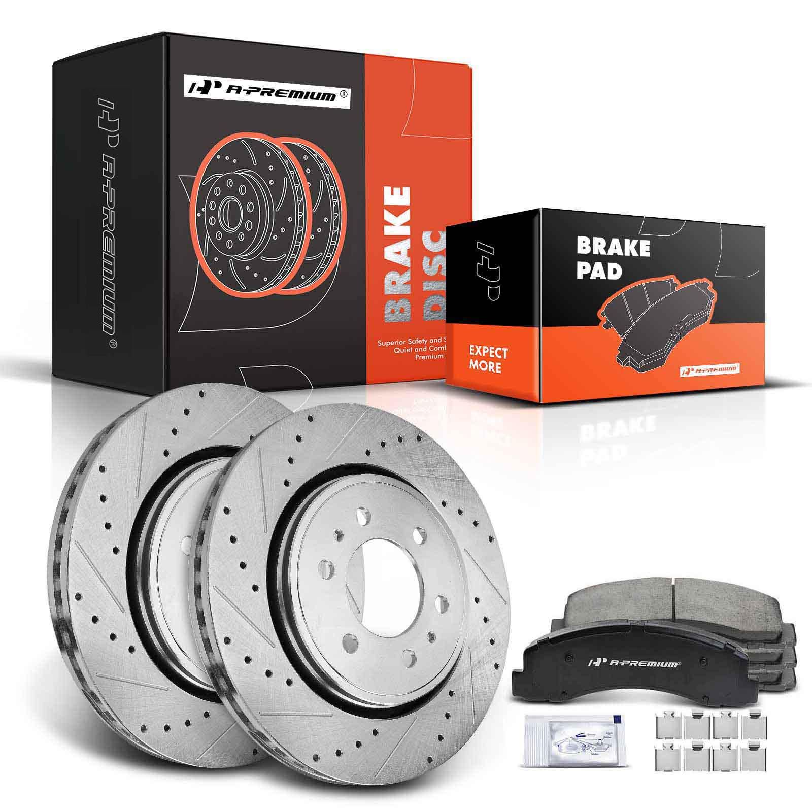 Front Drilled Rotors & Ceramic Brake Pads for 2010 Ford F150