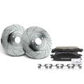 6 Pcs Front Drilled Rotors & Ceramic Brake Pads for 2011 Lincoln MKS