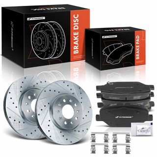 6 Pcs Front Drilled Rotors & Ceramic Brake Pads for GMC Terrain Chevrolet Equinox