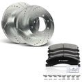 6 Pcs Front Drilled Rotors & Ceramic Brake Pads for 2017 Nissan NV3500