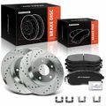 6 Pcs Front Drilled Rotors & Ceramic Brake Pads for 2014 Nissan Sentra