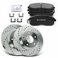 6 Pcs Front Drilled Rotors & Ceramic Brake Pads for 2014 Nissan Sentra