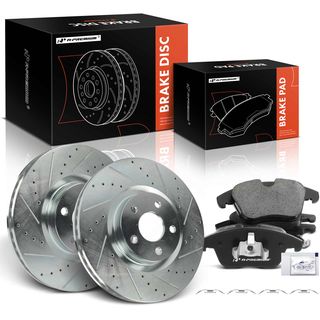 6 Pcs Front Drilled Brake Rotors & Ceramic Pads for Ford Police Responder