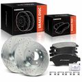 6 Pcs Front Drilled Brake Rotors & Ceramic Brake Pads for 2014 Cadillac ATS