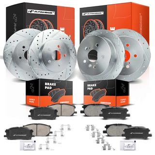 Front & Rear Drilled Rotors & Ceramic Brake Pads for Lexus RX330 Toyota 3.3L