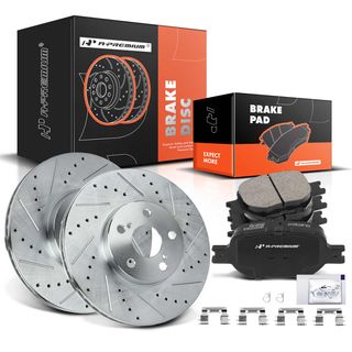 Front Drilled Rotors & Ceramic Brake Pads for Toyota Celica 00-05 tC 05-10