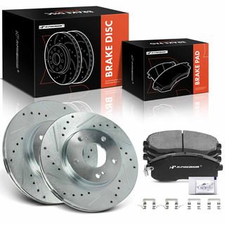 6 Pcs Front Drilled Rotors & Ceramic Brake Pads for INFINITI I30 2000-2001