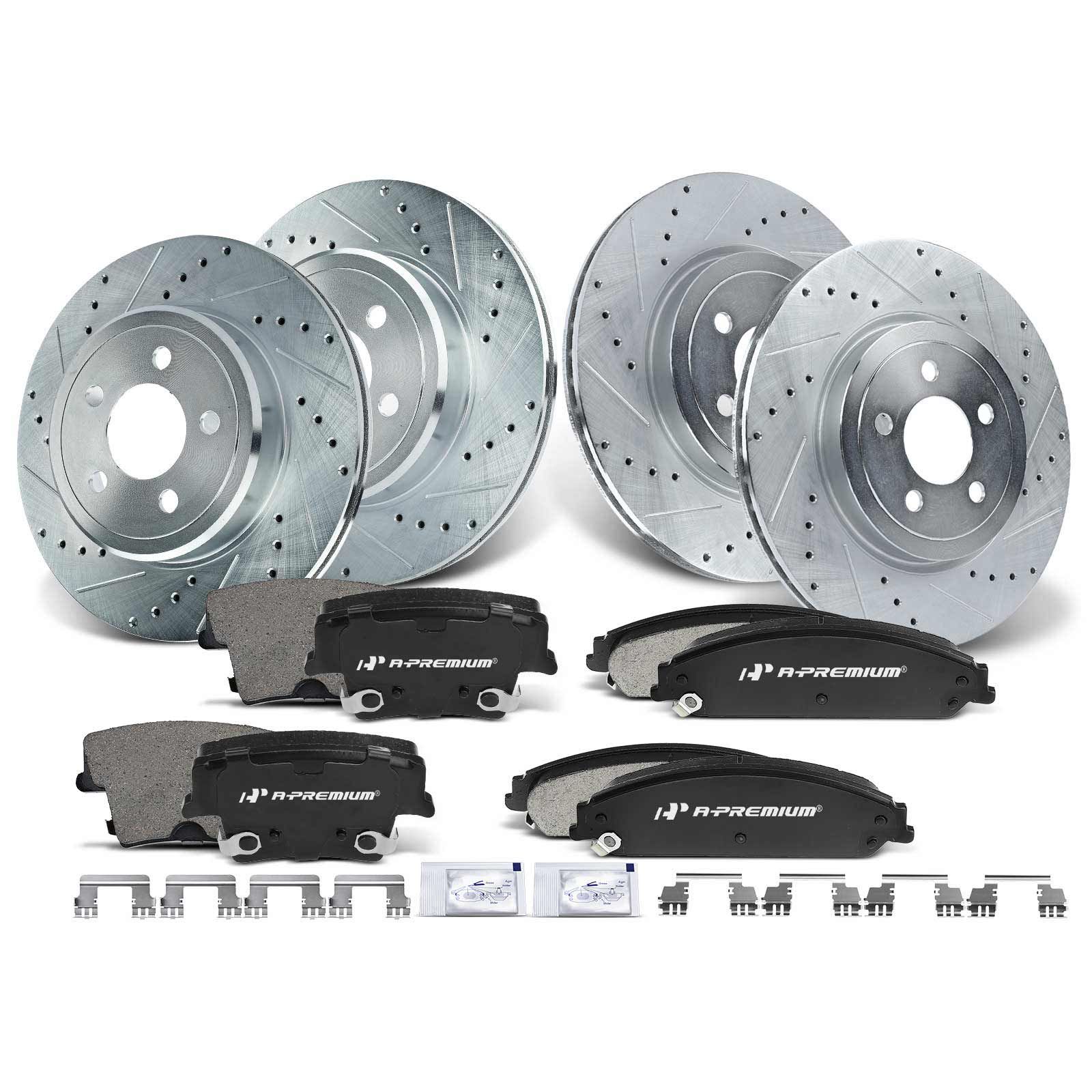 Front & Rear Drilled Rotors & Ceramic Brake Pads for 2007 Chrysler 300