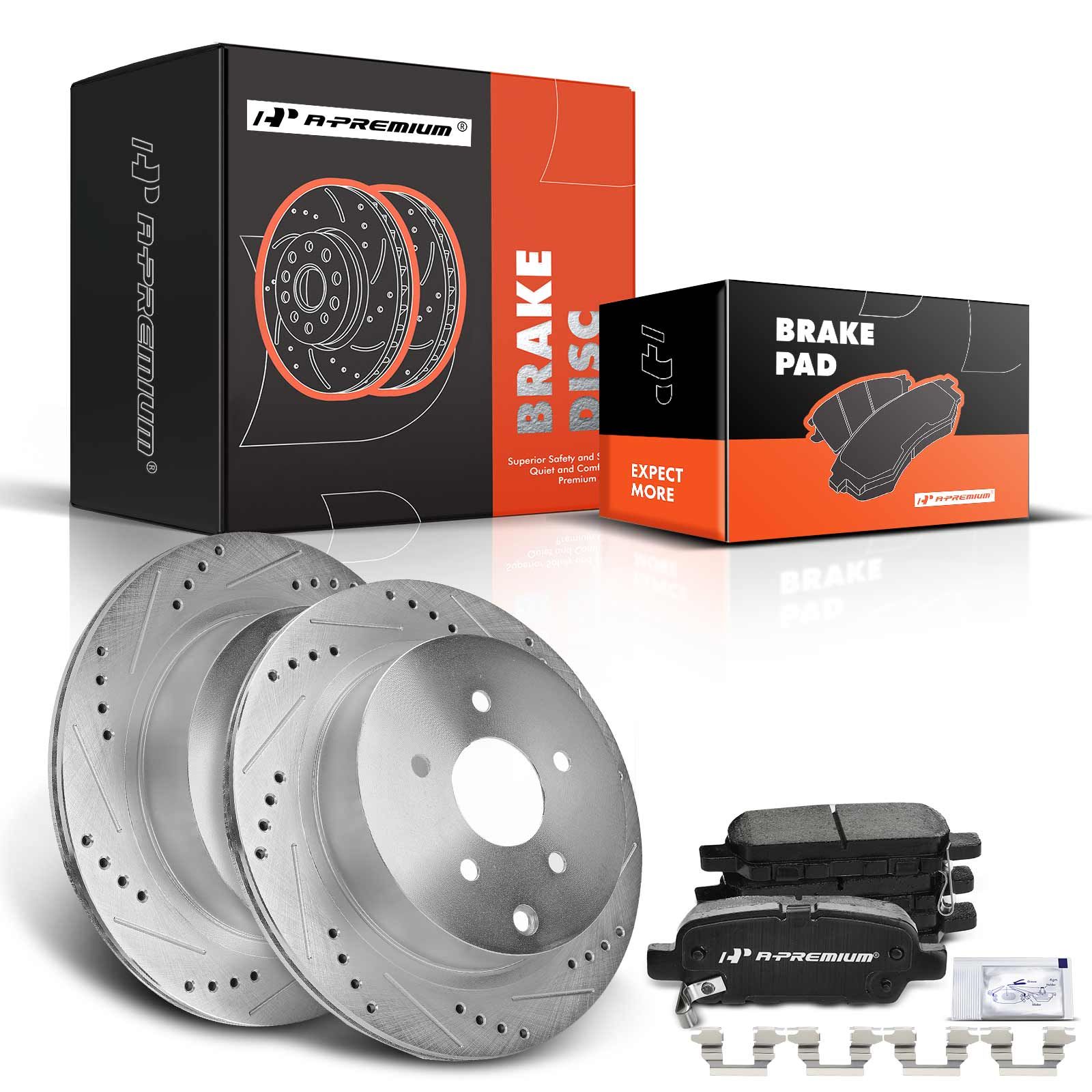 Rear Drilled Rotors & Ceramic Brake Pads for 2015 INFINITI Q50 APremium