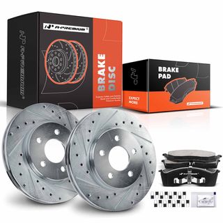 Front Drilled Rotors & Ceramic Brake Pads for Chrysler Town & Country Dodge