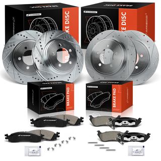 12 Pcs Front & Rear Drilled Brake Rotors & Ceramic Pads for Mercury Ford Explorer