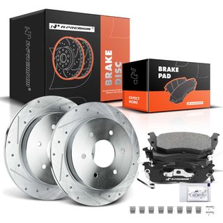 Rear Drilled Rotors & Ceramic Brake Pads for INFINITI QX56 Nissan Titan