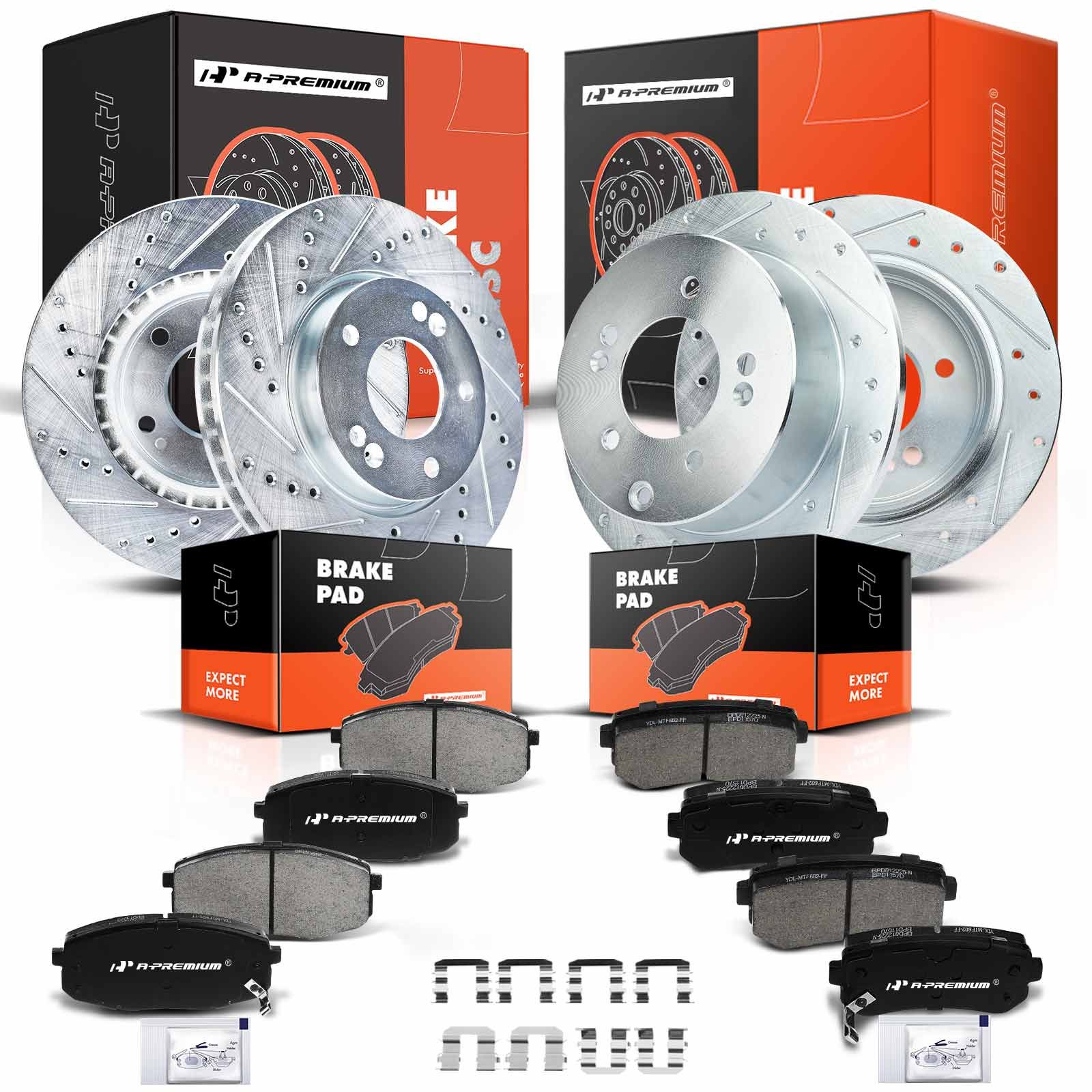 Front & Rear Drilled Rotors & Ceramic Brake Pads for Kia Forte Koup 1013 Forte5 APremium