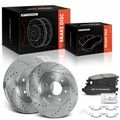 6 Pcs Front Drilled Rotors & Ceramic Brake Pads for 2013 Nissan Frontier