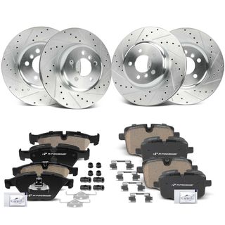 12 Pcs Front & Rear Drilled Brake Rotors & Brake Pads for BMW F06 535i