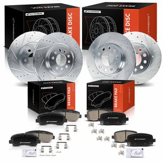 12 Pcs Front & Rear Drilled Brake Rotors & Brake Pads for Chrysler 15-17