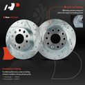 6 Pcs Rear Drilled Rotors & Ceramic Brake Pads for 2018 Volkswagen Golf Alltrack