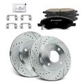 6 Pcs Front Drilled Rotors & Ceramic Brake Pads for 2010 Nissan Versa