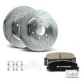 6 Pcs Front Drilled Brake Rotors & Ceramic Brake Pads for 2013 Nissan TITAN