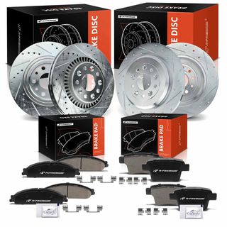 12 Pcs Front & Rear Drilled Brake Rotors & Ceramic Pads for Ford Five Hundred Mercury