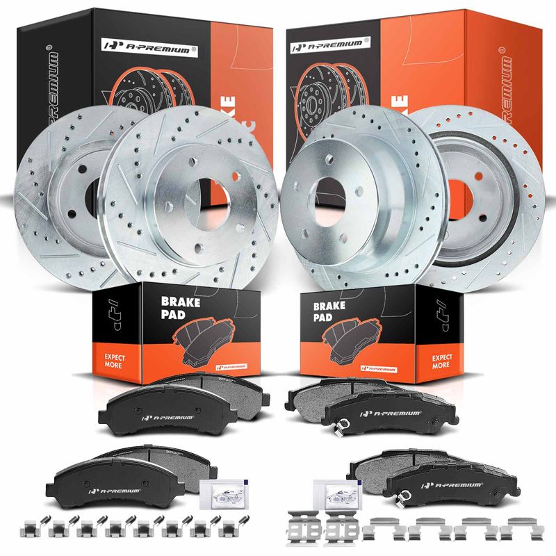 Front & Rear Drilled Rotors & Ceramic Brake Pads for 1999 Chevrolet Blazer