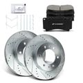 6 Pcs Front Drilled Brake Rotors & Ceramic Brake Pads for 2007 Hummer H3