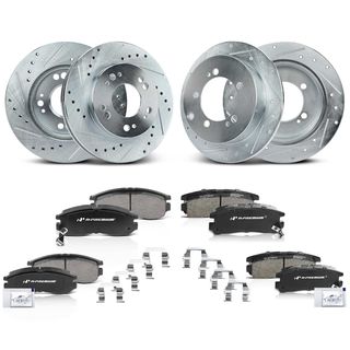 12 Pcs Front & Rear Drilled Rotors & Ceramic Brake Pad for Dodge Avenger