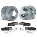 12 Pcs Front & Rear Drilled Rotors & Ceramic Brake Pad for 1996 Dodge Avenger