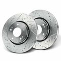 2 Pcs Front Drilled Brake Rotors for Mitsubishi Lancer 09-15 Outlander PHEV