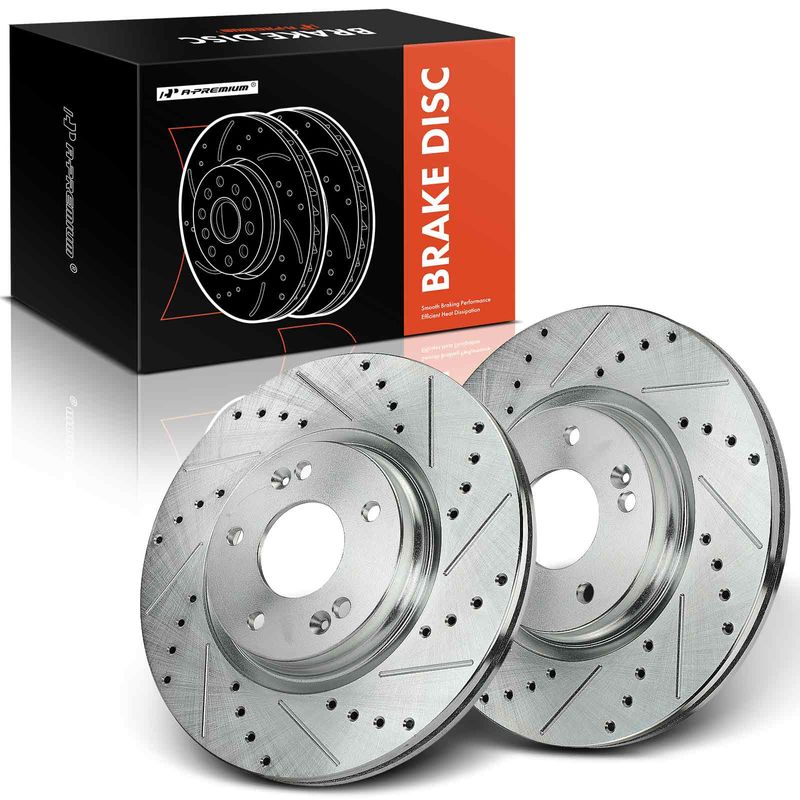 2 Pcs Front Drilled Brake Rotors for 2022 Kia Forte