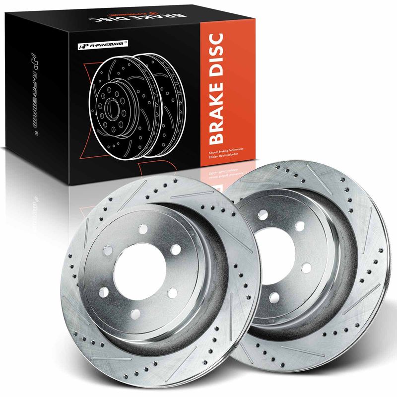 Rear Drilled Brake Rotors for Ford F-150 2012-2020 6-Lug Manual Parking ...