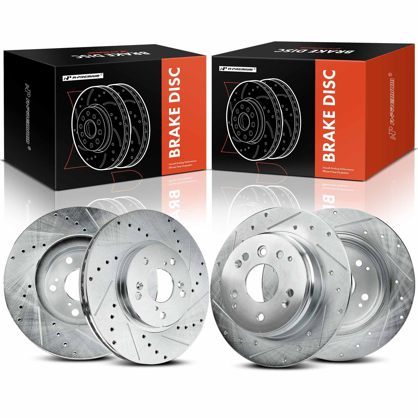 Front & Rear Drilled Disc Brake Rotors