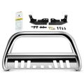 3 Inch Silver S/S 304 Bull Bar Front Bumper Push Grille Guard for Chevy Silverado 1500 19-24