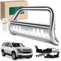 3 Inch Silver S/S 304 Bull Bar Front Bumper Push Grille Guard for Chevy Suburban Tahoe 2021-2024