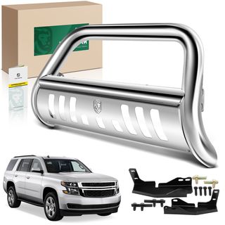 3 Inch Silver S/S 304 Bull Bar Front Bumper Push Grille Guard for Chevy Suburban Tahoe 2021-2024