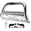 3.5 Inch Silver S/S 304 Bull Bar Front Bumper Grille Guard with Skid Plate for Dodge Ram 1500 2500 3500