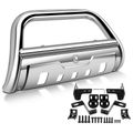 3.5 Inch Silver S/S 304 Oval Bull Bar Front Bumper Grille Guard with Skid Plate for Ford Ranger 19-23