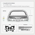 3.5 Inch Silver S/S 304 Oval Bull Bar Front Bumper Grille Guard with Skid Plate for Ford Ranger 19-23