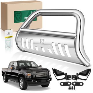 3 Inch Silver S/S 304 Bull Bar Front Bumper Grille Guard for Ford F-250 Super Duty 17-23