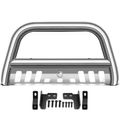 3 Inch Silver S/S 304 Oval Bull Bar Front Bumper Grille Guard with Skid Plate for Ford Ranger 2019-2023