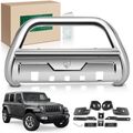 3.5 Inch Silver S/S 304 Oval Bull Bar Front Bumper Grille Guard for Jeep Wrangler JK 10-18