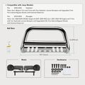 3 Inch Silver S/S 304 Bull Bar Front Bumper Grille Guard for Jeep Wrangler JL 18-24 Gladiator JT